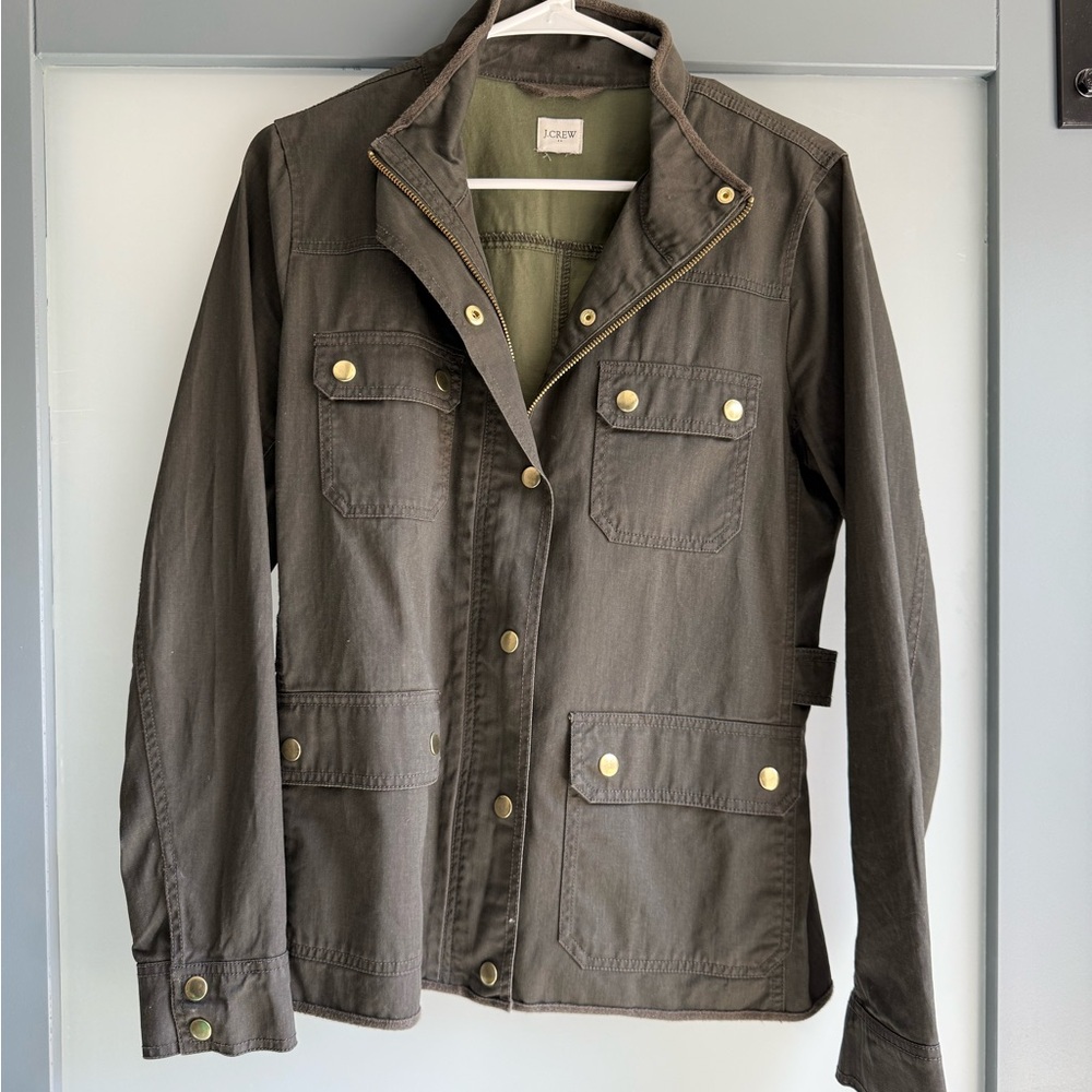 J. Crew Khaki Utility Jacket with Brass Accents